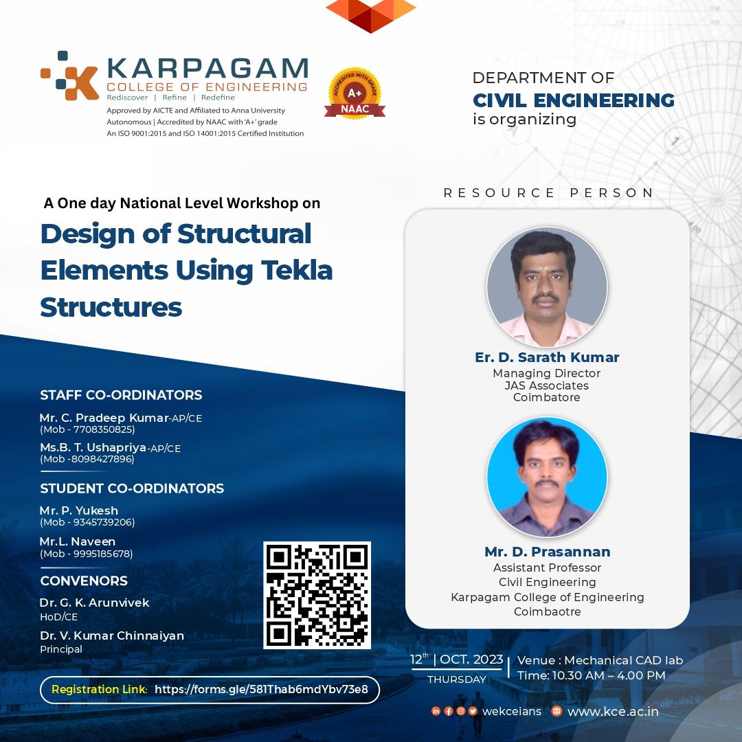 One Day National Level Workshop on Tekla structures 2023